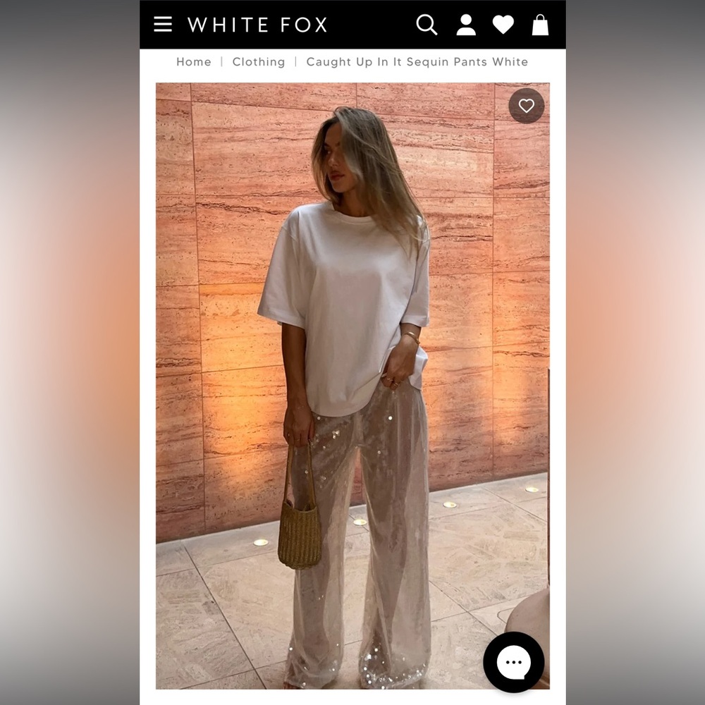 White Fox Boutique Caught Up In It Sequin Wide Leg Pants - Champagne